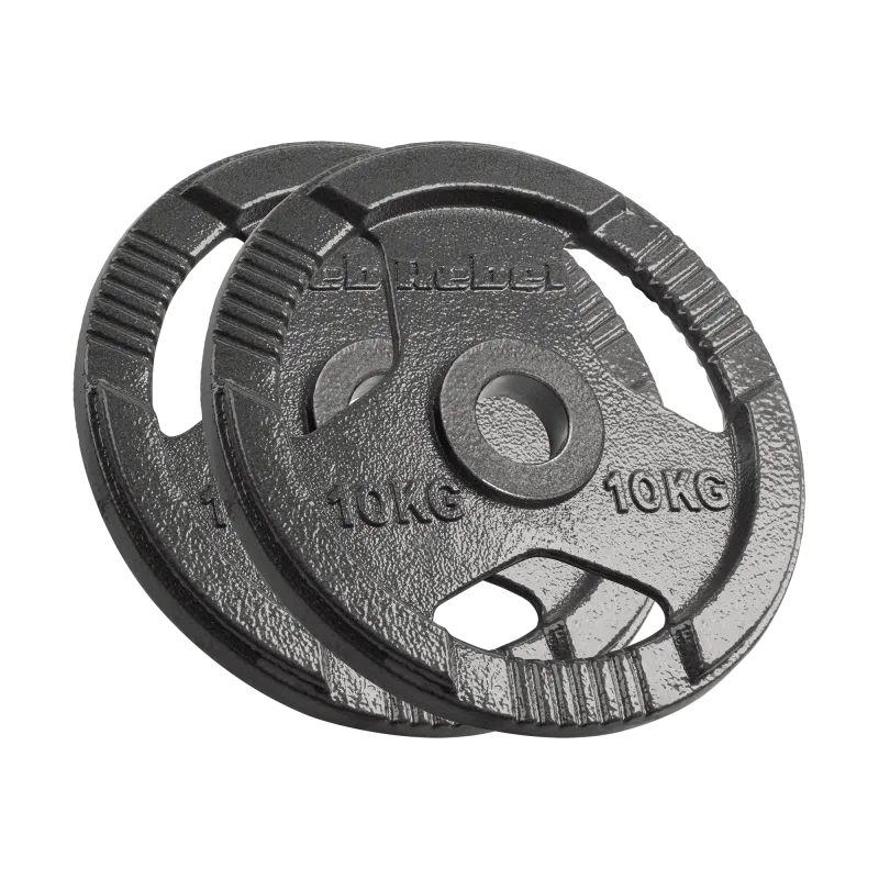 Obciążenie żeliwne olimpijskie zestaw 2x10kg, otwór 51mm, talerz z uchwytami, REBEL ACTIVE