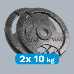 Obciążenie żeliwne olimpijskie zestaw 2x10kg, otwór 51mm, talerz z uchwytami, REBEL ACTIVE
