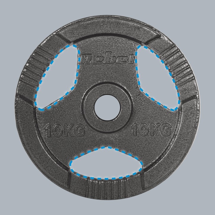 Obciążenie żeliwne olimpijskie zestaw 2x10kg, otwór 51mm, talerz z uchwytami, REBEL ACTIVE Obciążenie żeliwne olimpijskie zestaw 2x10kg, otwór 51mm, talerz z uchwytami, REBEL ACTIVE