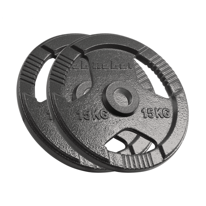 Obciążenie żeliwne olimpijskie zestaw 2x15kg, otwór 51mm, talerz z uchwytami, REBEL ACTIVE Obciążenie żeliwne olimpijskie zestaw 2x15kg, otwór 51mm, talerz z uchwytami, REBEL ACTIVE