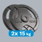 Obciążenie żeliwne olimpijskie zestaw 2x15kg, otwór 51mm, talerz z uchwytami, REBEL ACTIVE Obciążenie żeliwne olimpijskie zestaw 2x15kg, otwór 51mm, talerz z uchwytami, REBEL ACTIVE