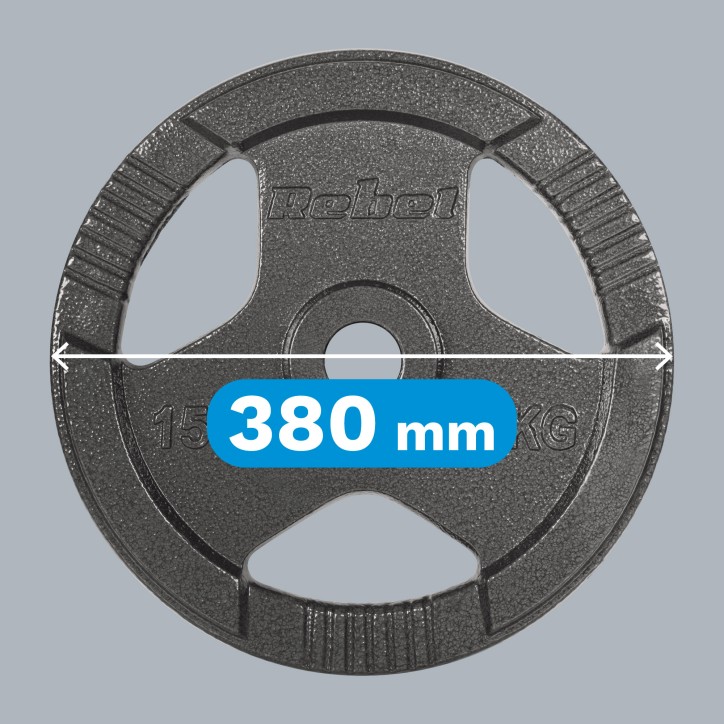 Obciążenie żeliwne olimpijskie zestaw 2x15kg, otwór 51mm, talerz z uchwytami, REBEL ACTIVE Obciążenie żeliwne olimpijskie zestaw 2x15kg, otwór 51mm, talerz z uchwytami, REBEL ACTIVE