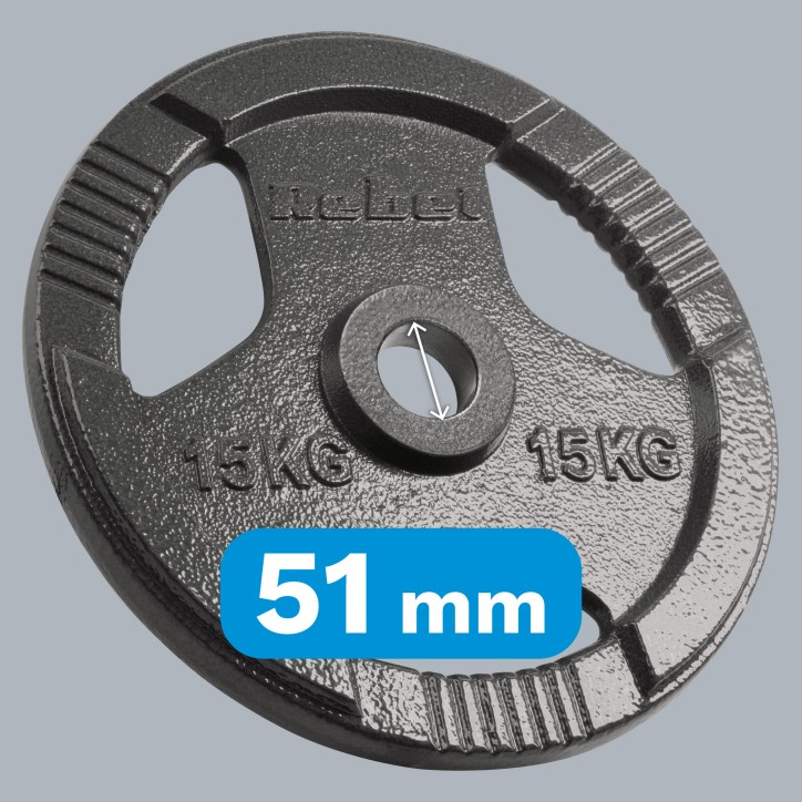 Obciążenie żeliwne olimpijskie zestaw 2x15kg, otwór 51mm, talerz z uchwytami, REBEL ACTIVE Obciążenie żeliwne olimpijskie zestaw 2x15kg, otwór 51mm, talerz z uchwytami, REBEL ACTIVE