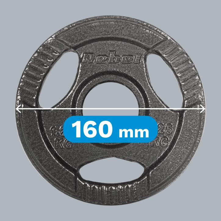 Obciążenie żeliwne olimpijskie zestaw 4x1.25kg, otwór 51mm, talerz z uchwytami, REBEL ACTIVE Obciążenie żeliwne olimpijskie zestaw 4x1.25kg, otwór 51mm, talerz z uchwytami, REBEL ACTIVE