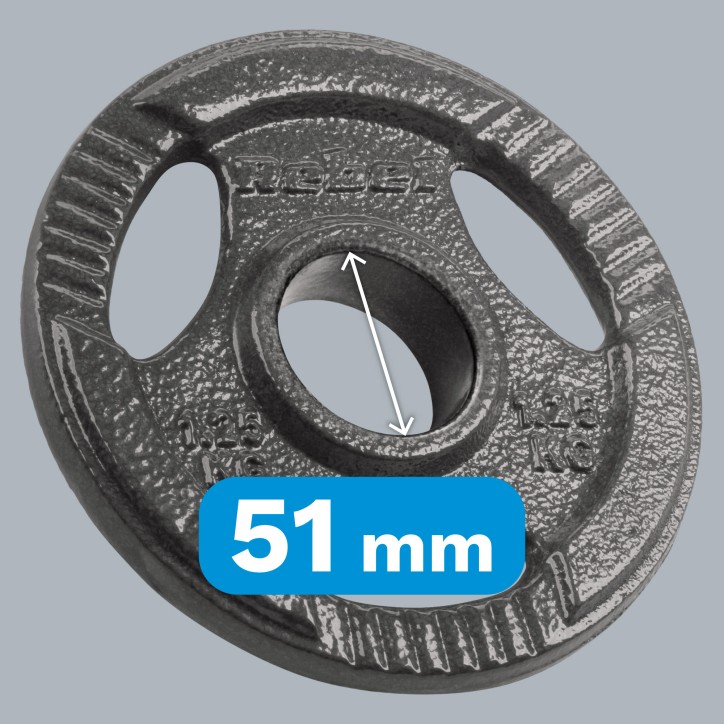 Obciążenie żeliwne olimpijskie zestaw 4x1.25kg, otwór 51mm, talerz z uchwytami, REBEL ACTIVE Obciążenie żeliwne olimpijskie zestaw 4x1.25kg, otwór 51mm, talerz z uchwytami, REBEL ACTIVE