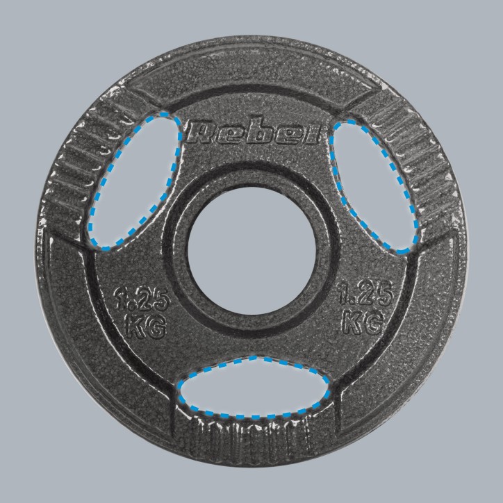 Obciążenie żeliwne olimpijskie zestaw 4x1.25kg, otwór 51mm, talerz z uchwytami, REBEL ACTIVE Obciążenie żeliwne olimpijskie zestaw 4x1.25kg, otwór 51mm, talerz z uchwytami, REBEL ACTIVE