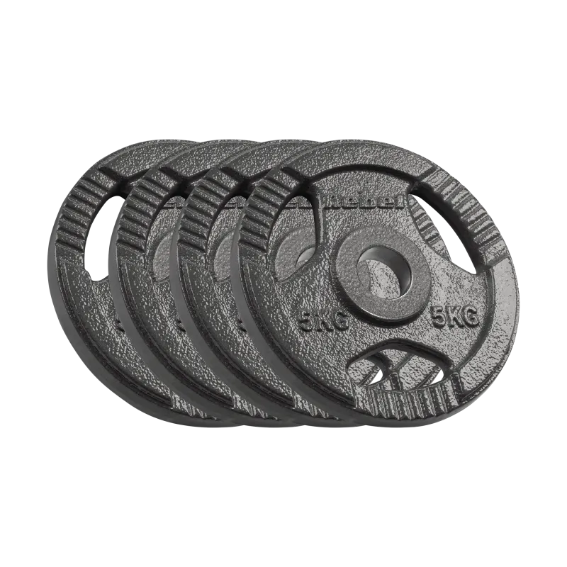 Obciążenie żeliwne olimpijskie zestaw 4x5kg, otwór 51mm, talerz z uchwytami, REBEL ACTIVE Obciążenie żeliwne olimpijskie zestaw 4x5kg, otwór 51mm, talerz z uchwytami, REBEL ACTIVE