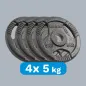 Obciążenie żeliwne olimpijskie zestaw 4x5kg, otwór 51mm, talerz z uchwytami, REBEL ACTIVE Obciążenie żeliwne olimpijskie zestaw 4x5kg, otwór 51mm, talerz z uchwytami, REBEL ACTIVE