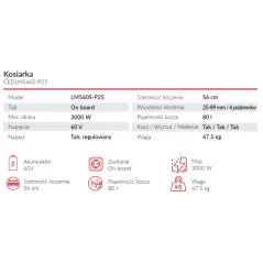 Kosiarka akumulatorowa Cedrus 60V LM560S-P25 - jakość i moc!