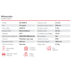 Wykaszarka akumulatorowa Cedrus 60V BC420B-B Cedrus Power