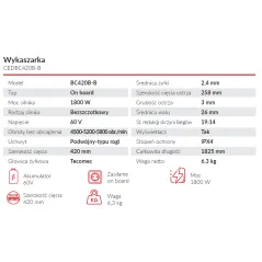 Wykaszarka akumulatorowa Cedrus 60V BC420B-B Cedrus Power