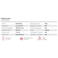 Wykaszarka akumulatorowa Cedrus CEDBC350LIX2