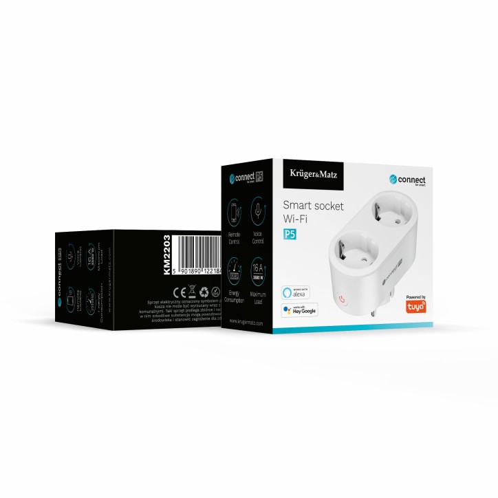Gniazdo podwójne WiFi Kruger&Matz Connect P5 Tuya Gniazdo podwójne WiFi Kruger&Matz Connect P5 Tuya