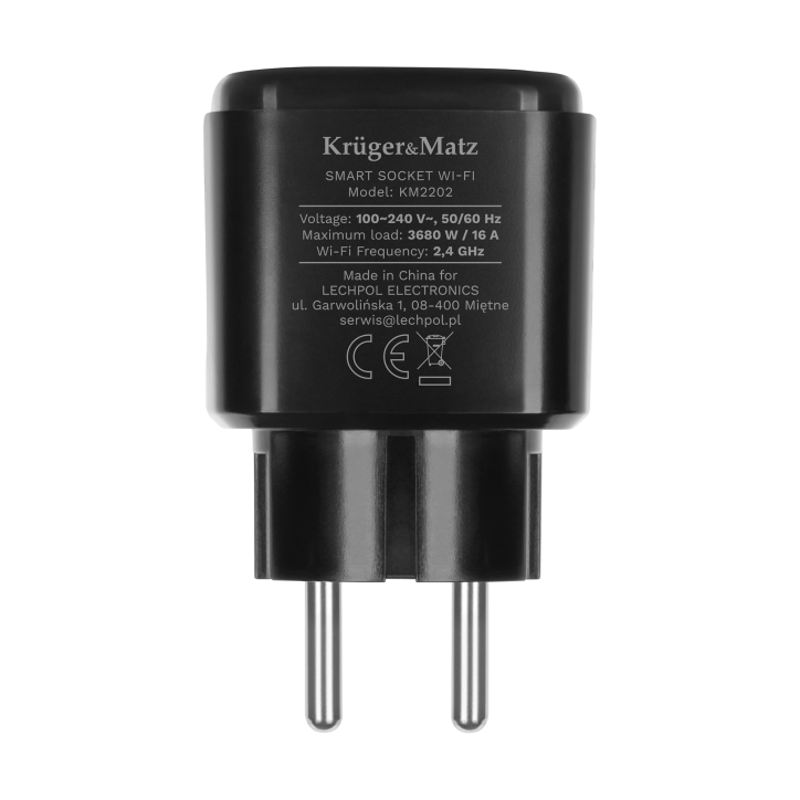 Gniazdo WiFi Kruger&Matz Connect P4 Czarne Tuya Gniazdo WiFi Kruger&Matz Connect P4 Czarne Tuya