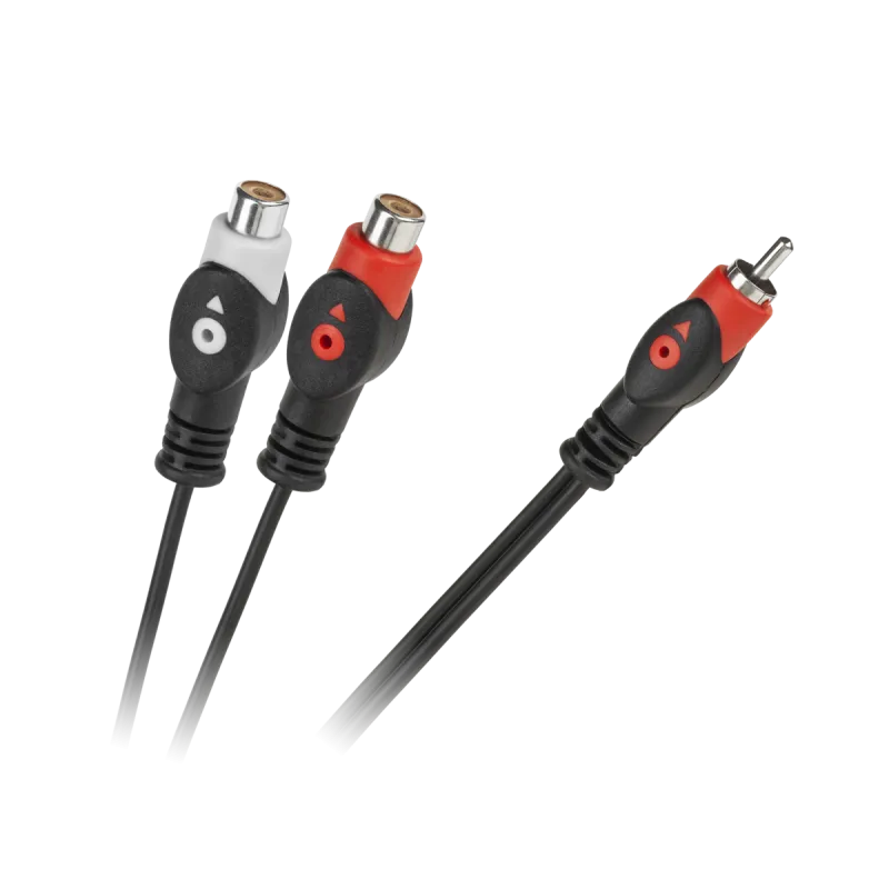 Kabel 1RCA wtyk-2RCA gniazdo 1.8m łezka