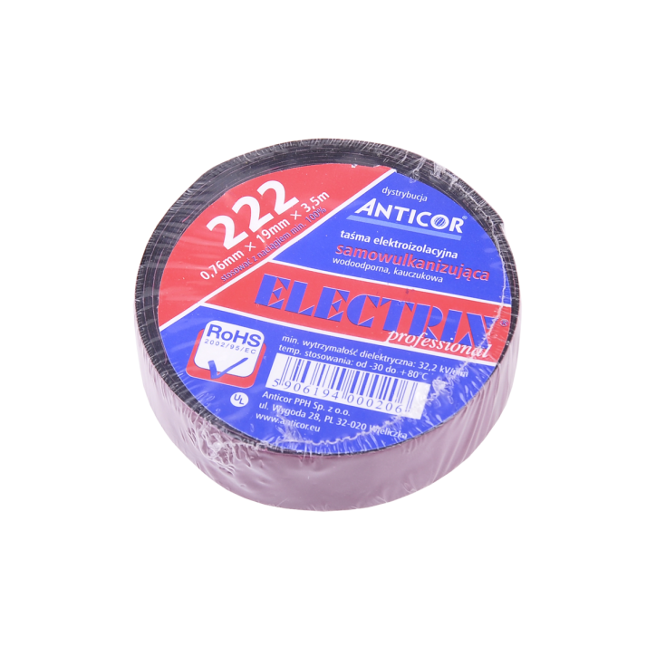 Taśma samowulkanizująca kauczukowa 0,76mmx19mmx3.5m/222/ Taśma samowulkanizująca kauczukowa 0,76mmx19mmx3.5m/222/