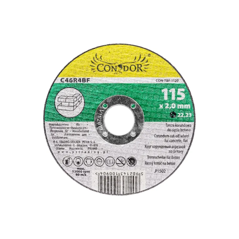 Tarcza korundowa do betonu 115 x 2.0 x 22.2 mm Tarcza korundowa do betonu 115 x 2.0 x 22.2 mm