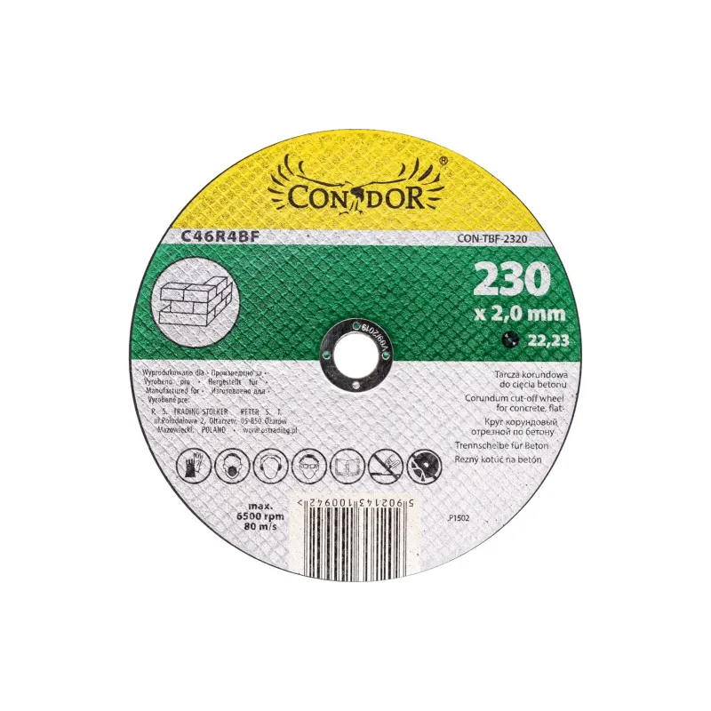 Tarcza korundowa do betonu 230 x 2.0 x 22.2 mm Tarcza korundowa do betonu 230 x 2.0 x 22.2 mm