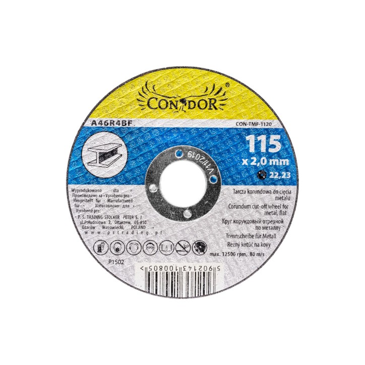 Tarcza korundowa 115 x 2.0 x 22.2 mm, do metalu