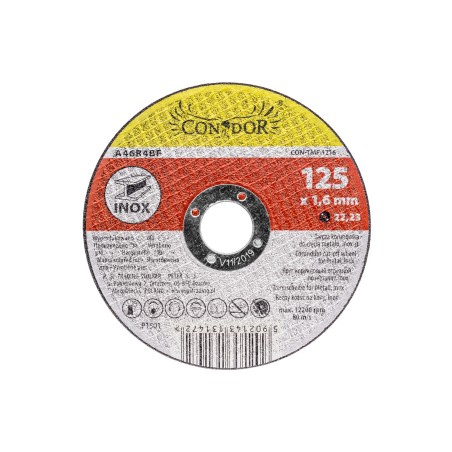Tarcza korundowa 125 x 1.6 x 22.2 mm, do metalu, Inox