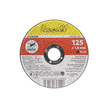 Tarcza korundowa 125 x 1.6 x 22.2 mm, do metalu, Inox