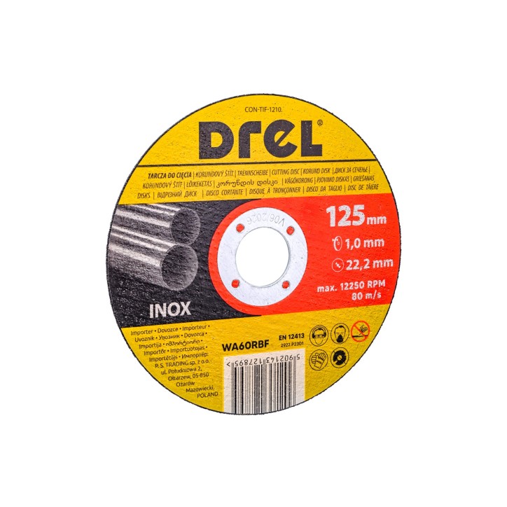 Tarcza korundowa 125 x 1.0 x 22.2 mm, do metalu, Inox Tarcza korundowa 125 x 1.0 x 22.2 mm, do metalu, Inox