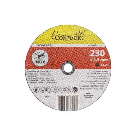 Tarcza korundowa 230 x 2.5 x 22.2 mm, do metalu, Inox