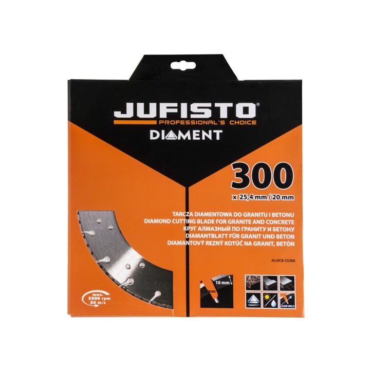 Tarcza diamentowa 300 x 25.4 mm, segmentowa, spawana laserowo, do granitu i betonu Tarcza diamentowa 300 x 25.4 mm, segmentowa, spawana laserowo, do granitu i betonu