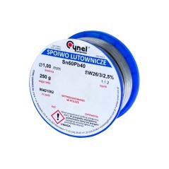 Spoiwo lutownicze 1.0 mm, 250 g, Sn60Pb40, topnik SW26, szpulka