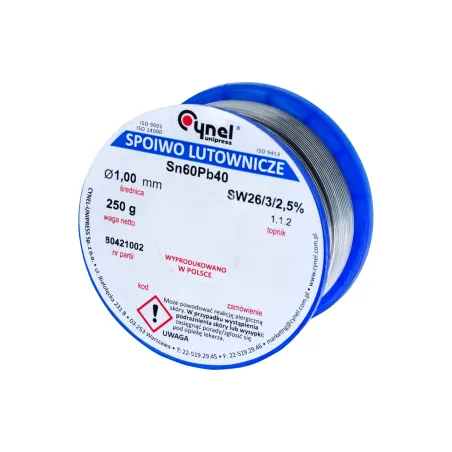 Spoiwo lutownicze 1.0 mm, 250 g, Sn60Pb40, topnik SW26, szpulka