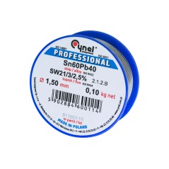 Spoiwo lutownicze 1.5 mm, 100 g, Sn60Pb40, topnik SW26, szpulka