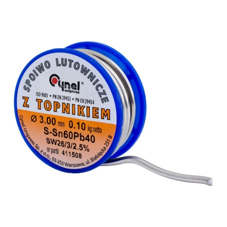 Spoiwo lutownicze 3.0 mm, 100 g, Sn60Pb40, topnik SW26, szpulka