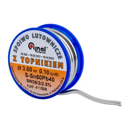 Spoiwo lutownicze 3.0 mm, 100 g, Sn60Pb40, topnik SW26, szpulka