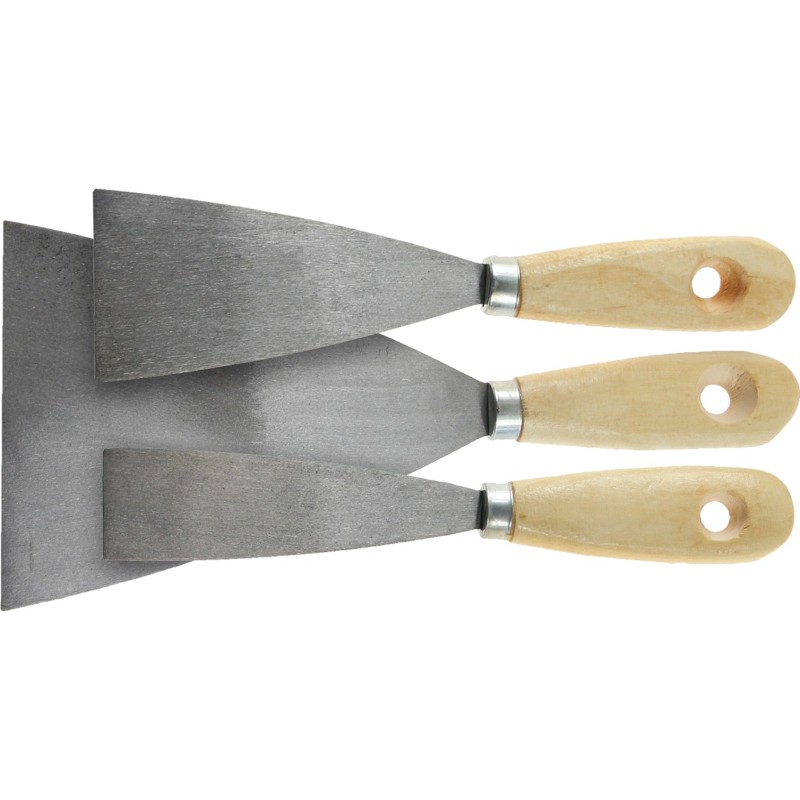 Zestaw szpachli malarskich 25-80 mm, drewniany uchwyt, 3 szt. Zestaw szpachli malarskich 25-80 mm, drewniany uchwyt, 3 szt.