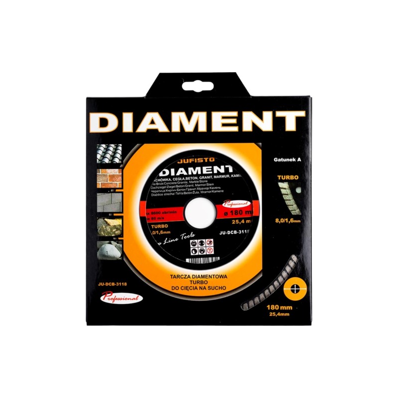 Tarcza diamentowa 180 x 25.4 mm, Turbo