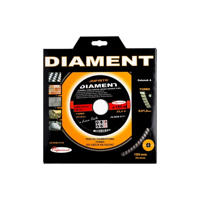 Tarcza diamentowa 180 x 25.4 mm, Turbo
