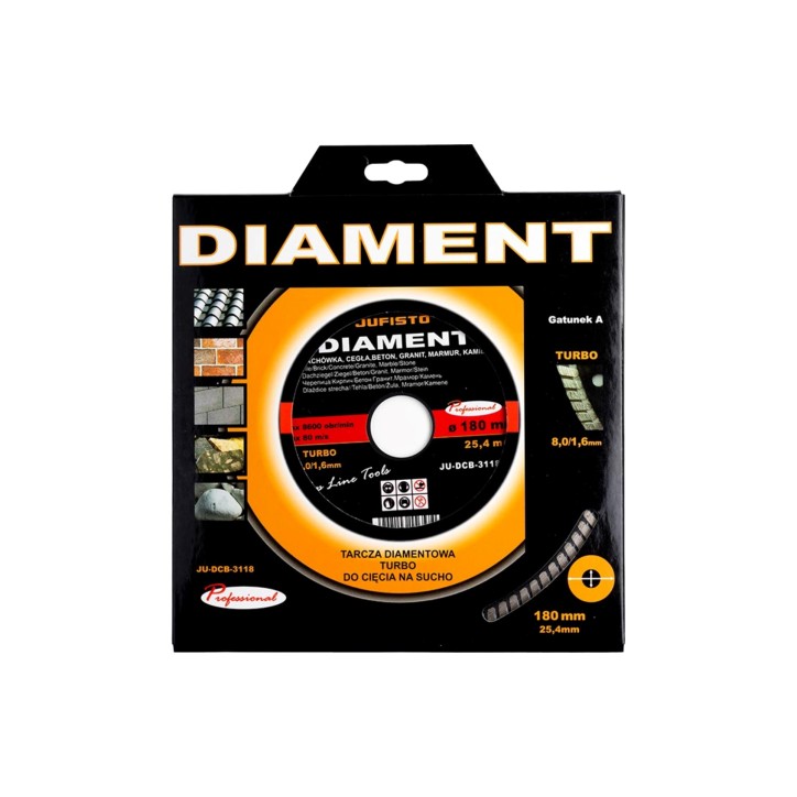 Tarcza diamentowa 180 x 25.4 mm, Turbo Tarcza diamentowa 180 x 25.4 mm, Turbo