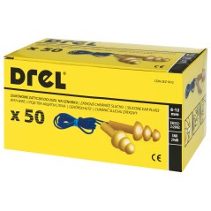 Zatyczki do uszu silikonowe 29 dB, ze sznurkiem, 50 par
