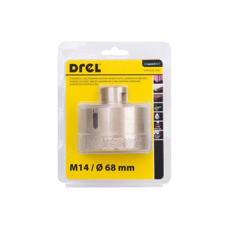 Otwornica z nasypem diamentowym 68 mm, M14, diament lutowany