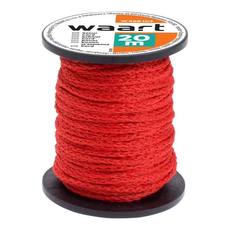 Sznur murarski 20 m, plecionka, czerwony Sznur murarski 20 m, plecionka, czerwony