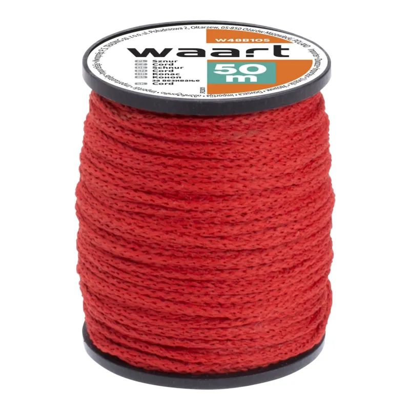Sznur murarski 50 m, plecionka, czerwony Sznur murarski 50 m, plecionka, czerwony