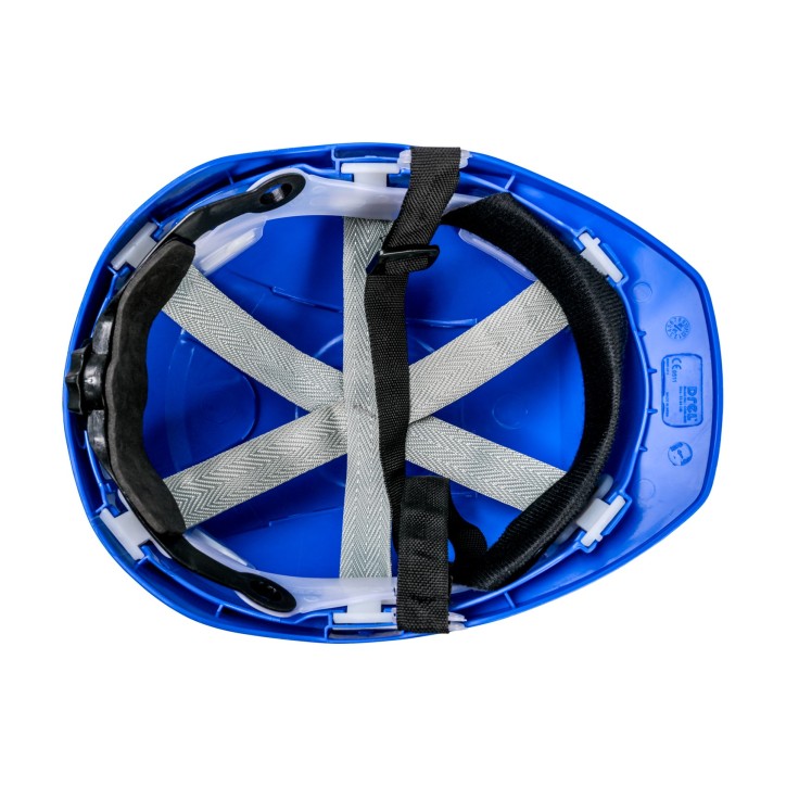 Kask budowlany, regulacja automatyczna, niebieski