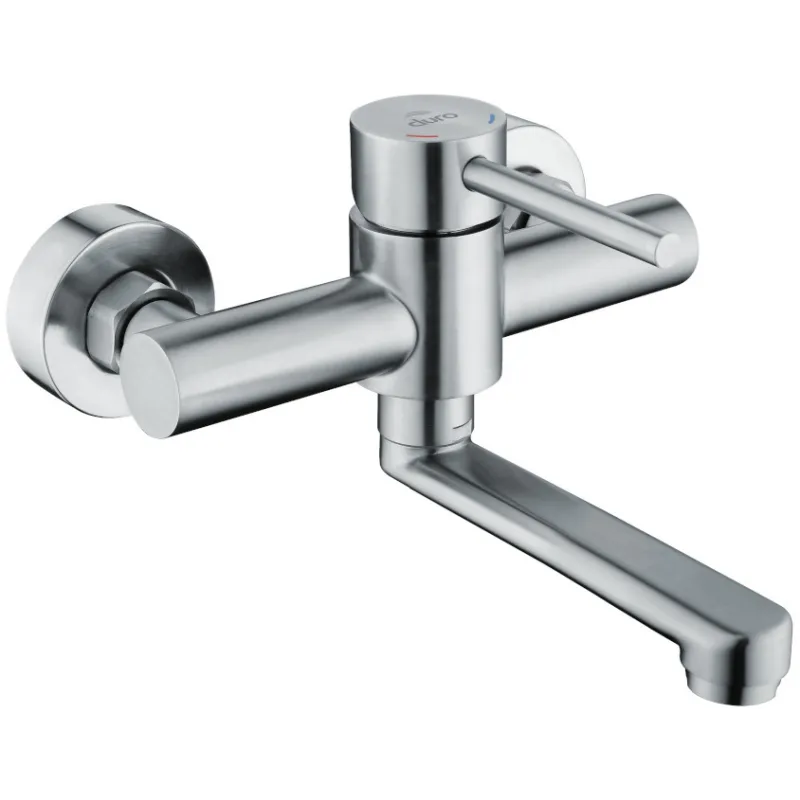 Duro Seria Acero BATERIA UMYWALKOWA ŚCIENNA, Z RUCHOMĄ WYLEWKĄ DŁ. 15 cm Duro Seria Acero BATERIA UMYWALKOWA ŚCIENNA, Z RUCHOMĄ WYLEWKĄ DŁ. 15 cm