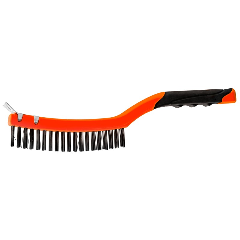 Szczotka druciana ze skrobakiem, drut stalowy, 3 x 19, 347 mm, plastikowa Szczotka druciana ze skrobakiem, drut stalowy, 3 x 19, 347 mm, plastikowa