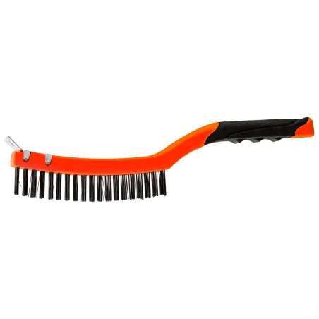 Szczotka druciana ze skrobakiem, drut stalowy, 3 x 19, 347 mm, plastikowa