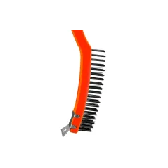 Szczotka druciana ze skrobakiem, drut stalowy, 3 x 19, 347 mm, plastikowa