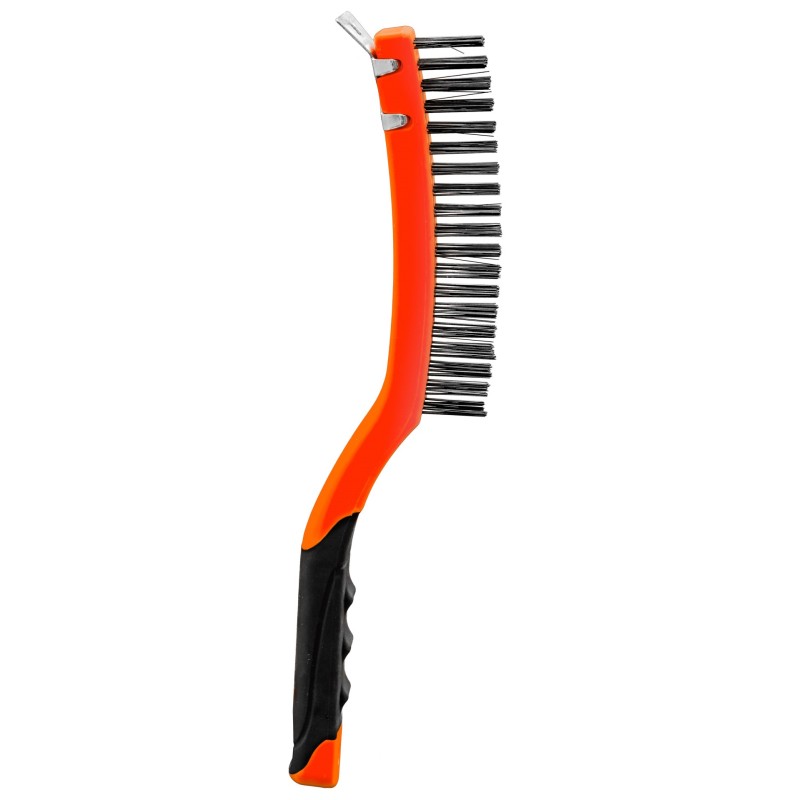 Szczotka druciana ze skrobakiem, drut ze stali nierdzewnej, 3 x 19, 347 mm, plastikowa Szczotka druciana ze skrobakiem, drut ze stali nierdzewnej, 3 x 19, 347 mm, plastikowa