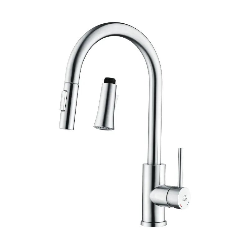 Duro Seria Acero BATERIA ZLEWOZMYWAKOWA STOJĄCA Z WYCIĄGANĄ WYLEWKĄ Z DODATKOWYM REGULATOREM STRUMIENIA Duro Seria Acero BATERIA ZLEWOZMYWAKOWA STOJĄCA Z WYCIĄGANĄ WYLEWKĄ Z DODATKOWYM REGULATOREM STRUMIENIA