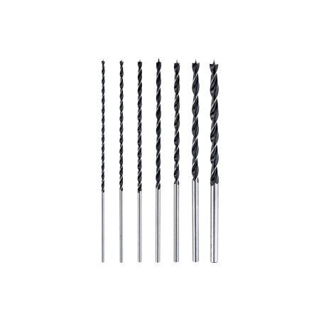 Zestaw wierteł do drewna 4.0-12.0 x 300 mm, przedłużane, 7 szt.