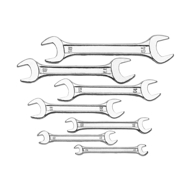 Zestaw kluczy płaskich 6-22 mm, dwustronne, 8 szt. Zestaw kluczy płaskich 6-22 mm, dwustronne, 8 szt.